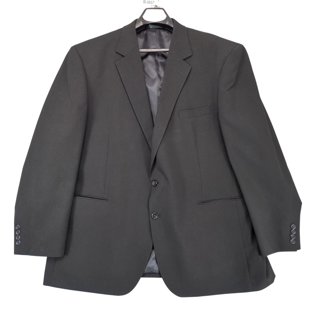 J Ferrar Black 2-Button Suit Jacket Mens 2XL 50/52 Stretch Formal Career Classic